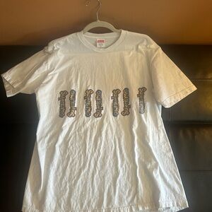 Supreme Gonz White Tee with Multicolor Logo